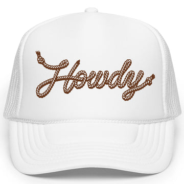 Howdy Trucker Hat for Women and Teens Rope Script Country Adult Classic 5 Panel Mesh Snapback