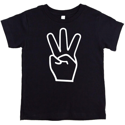 Front view of kids 3rd birthday shirt with bold vintage-style number 3 graphic