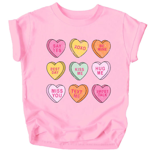 Olive Loves Apple Cute Conversation Hearts Valentine's Day Shirt for Baby and Toddler Youth Girls and Adults