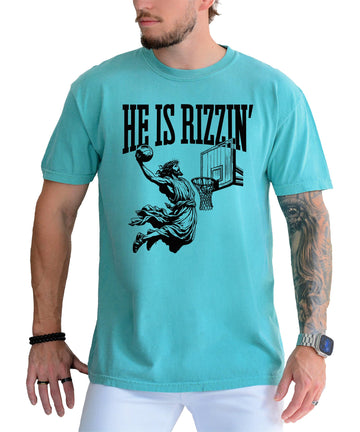 He is Rizzin Shirt for Men Women and Teens Funny Gen Z Jesus Basketball Tee for Adults Ivory Shirt Adult Large
