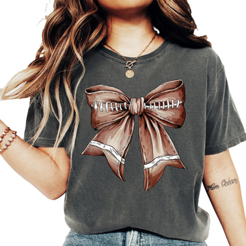 Football Bow Shirt for Women and Teens Trendy Girly Fall Football Fan Oversized Tee Seafoam Shirt Adult Small