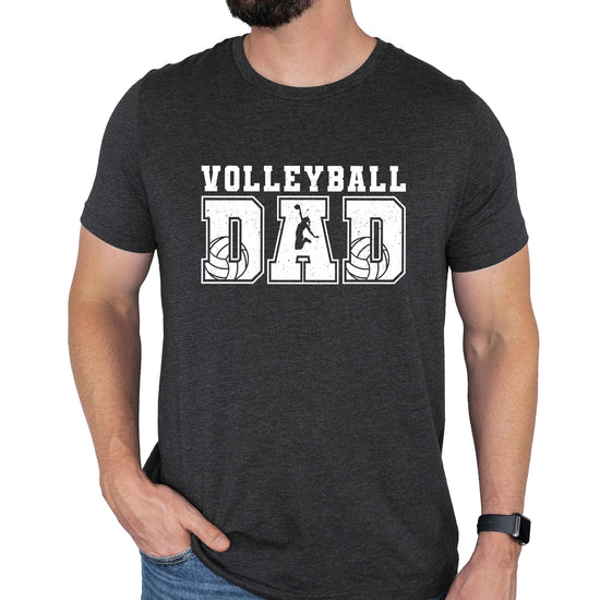 Back view of volleyball dad graphic tee showing shirt construction