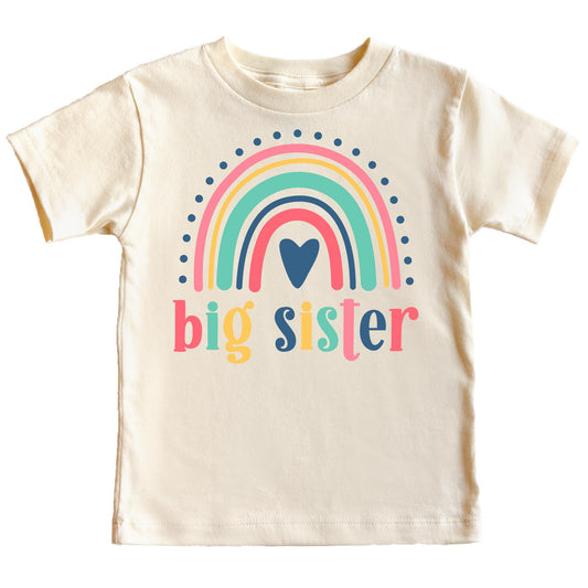 Big Sister Heart Rainbow Shirt for New Baby Pregnancy Reveal Outfit for Baby and Toddler Youth Girls