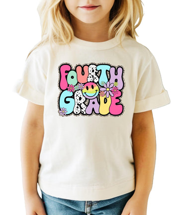 Retro Fourth Grade Shirt for Girls Back to School Groovy Girly 2nd Grade T-Shirt