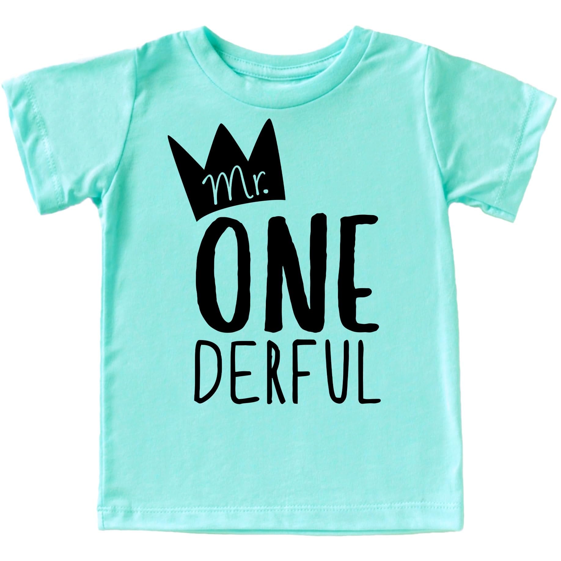 Mr. One-Derful vintage graphic short sleeve birthday shirt for baby boys turning one