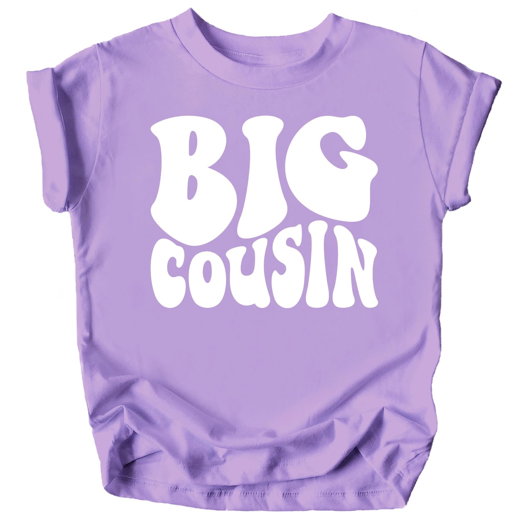 Toddler wearing military green Big Cousin retro tee, casual family photo style