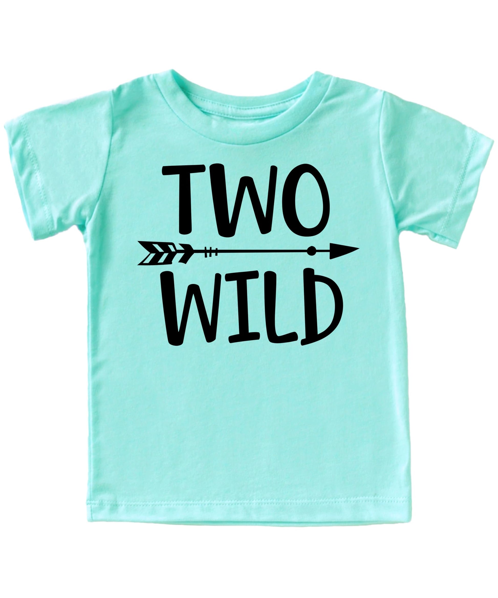 Close-up of the Two Wild design on a soft toddler birthday t-shirt