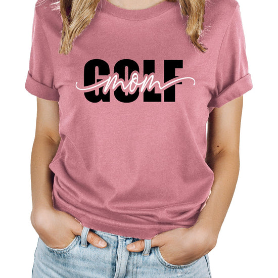 Golf Mom trendy shirt worn by woman showing fit and style