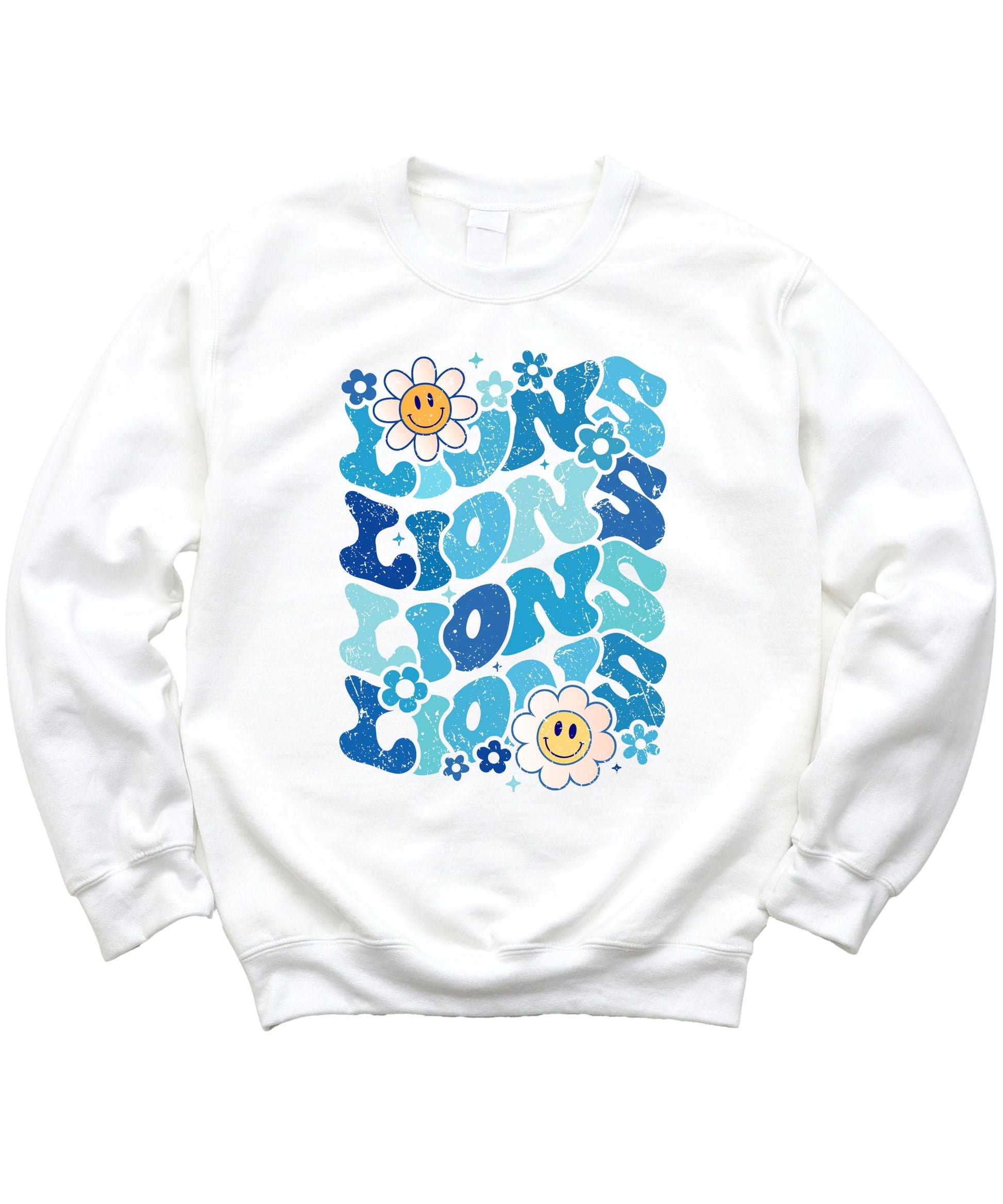 Side or alternate view of women's gray Lions retro fan sweatshirt