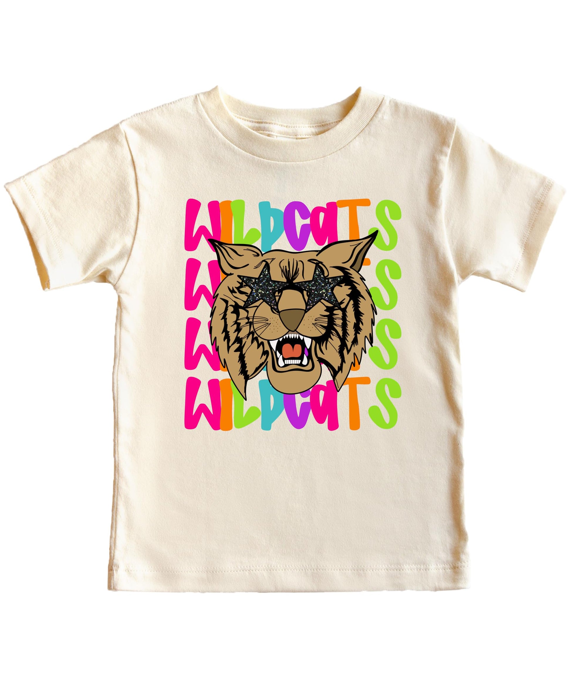 Full view of black wildcats school spirit shirt for women