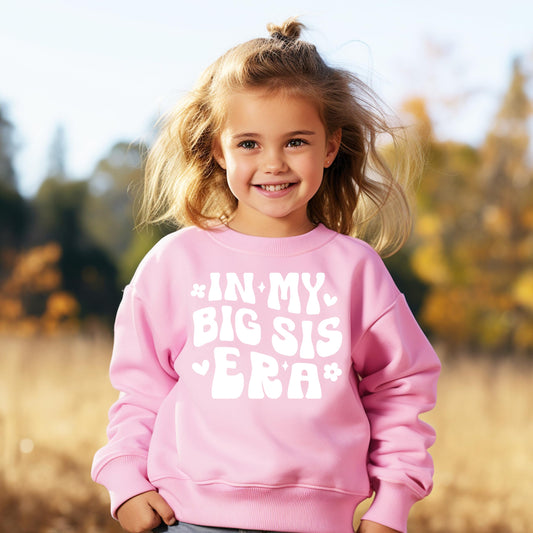 In My Big Sis Era Sweatshirt Big Sister Reveal Announcement for Baby and Toddler Girls Sibling Sweatshirt