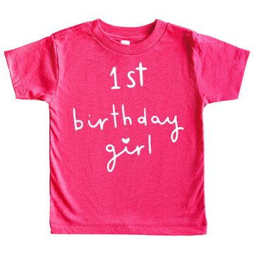 Girls 1st Birthday Shirt Heart Birthday Girl Shirt for Baby Girls One Year Old Retro Birthday White on Peach Shirt 12 Months