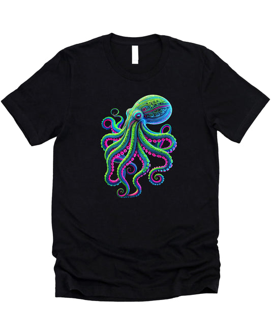 Trendy Octopus T-Shirt for Men and Youth Boys Colorful Neon Ocean Animal Graphic Tee