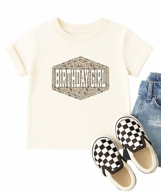 Camo Birthday Girl Shirt for Girls & Women