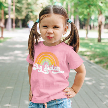 Retro Rainbow Big Sister Sibling Reveal Shirt for Baby & Toddler Girls