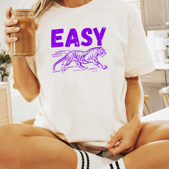 Easy Tiger graphic tee for women and teens shown in full length ivory shirt view