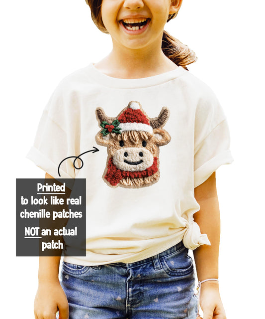 Cow Christmas Kids Holiday Graphic Tee