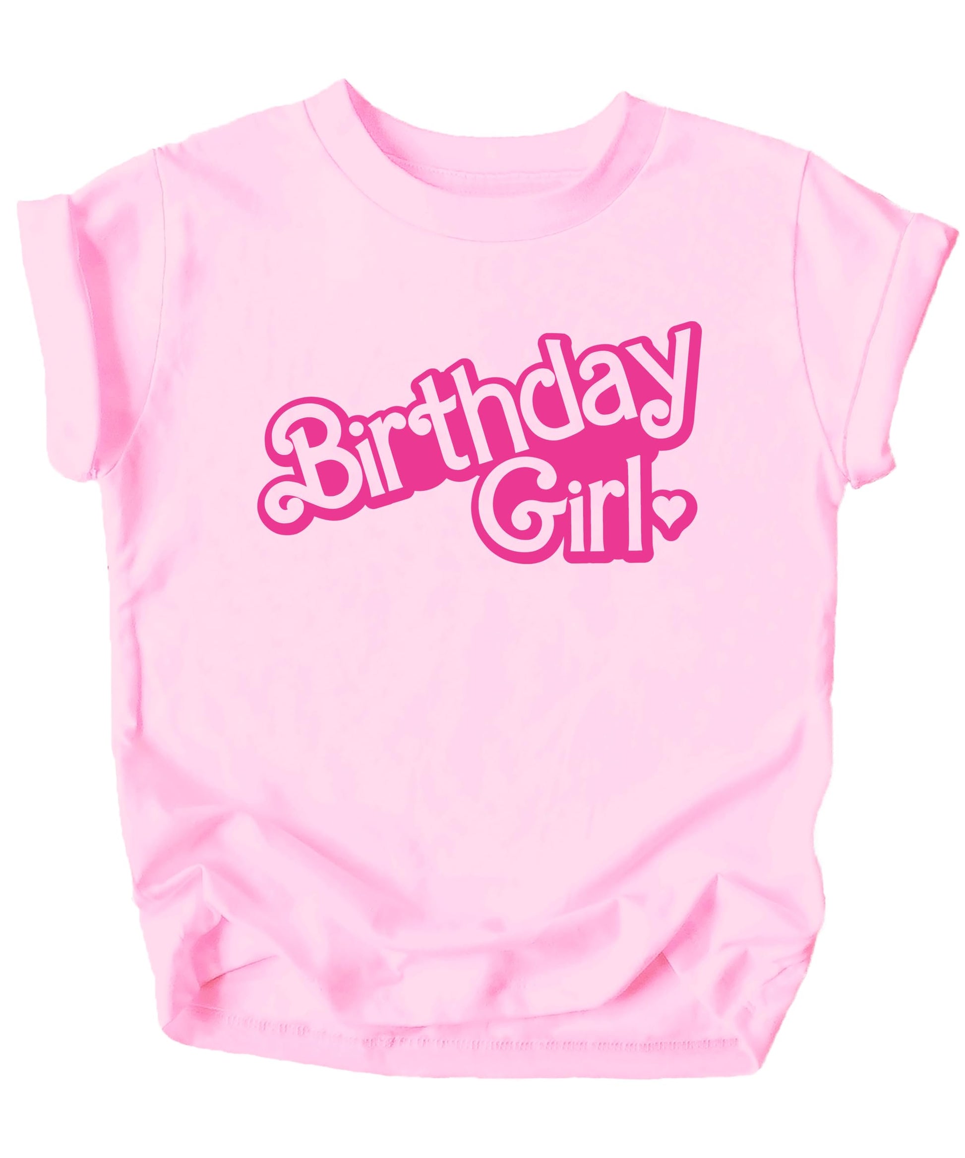 Close-up of doll themed birthday girl shirt print on purple kids tee