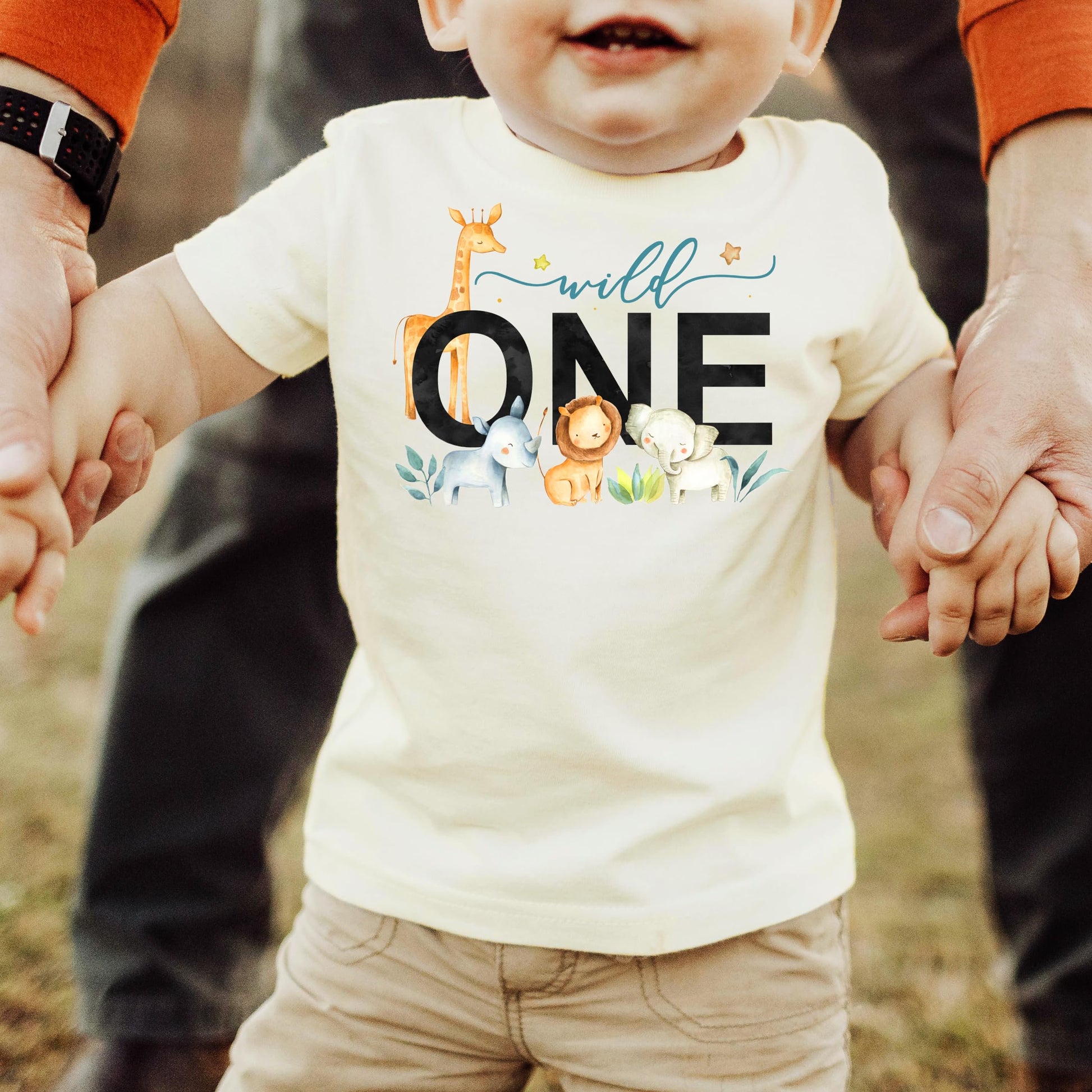 Wild One safari themed first birthday shirt product details and sizing guide