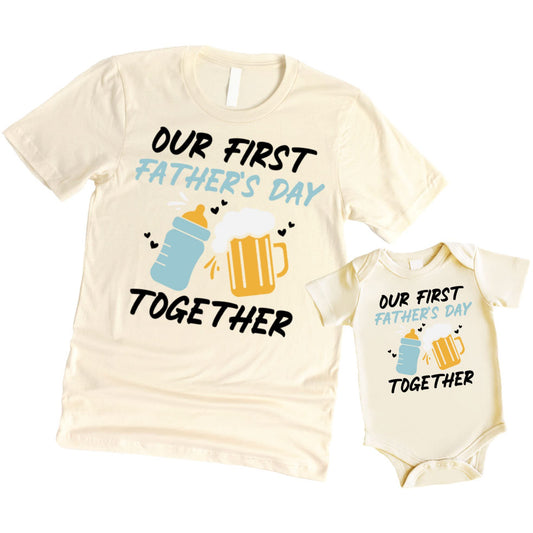 Our 1st Father's Day matching daddy and me shirt and baby bodysuit in natural heather