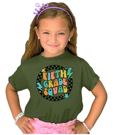 Olive Loves Apple 5th Grade Squad Lightning First Day of School T-Shirt Back to School 1st Day of School Outfit Granite Heather Shirt Youth Medium