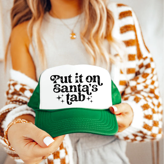Put it on Santa's Tab Unisex Trucker Hat Funny Christmas Classic 5 Panel Mesh Snap Back