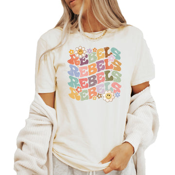 Rebels Groovy School Spirit Shirt for Game Day Apparel for Adults and Kids