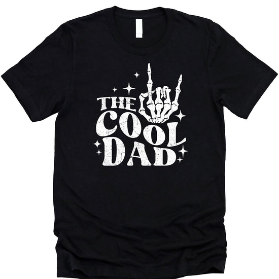 Back or side view of cool dad graphic tee showing fit and fabric on male model