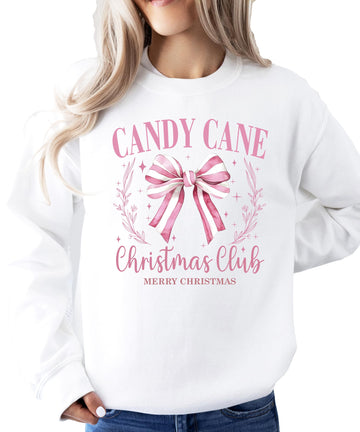 Candy Cane Christmas Club Sweatshirt for Women Teens and Girls Cute Holiday Pullover