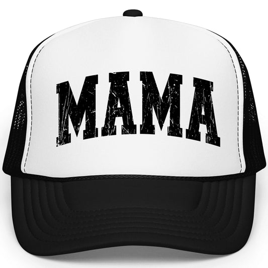 Mama Distressed Trucker Hat for Women Foam Front Classic 5 Panel Mesh Snapback