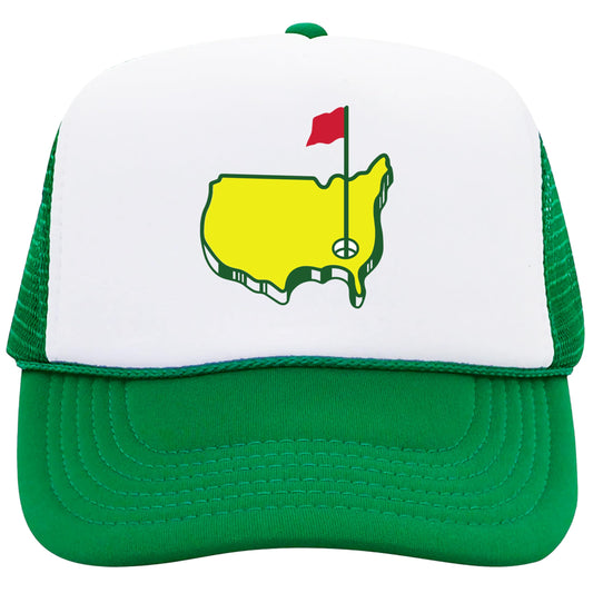 Golf Tournament Trucker Hat for Men & Women Trendy Golf Flag Foam Front Classic 5 Panel Mesh Snapback