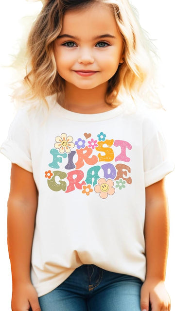 1st Grade Groovy Daisy First Day of School T-Shirt