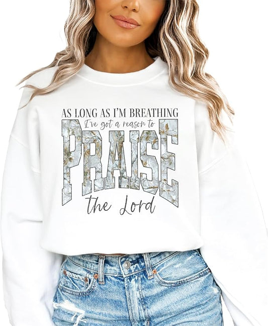 Camo Praise the Lord Women's Sweatshirt Christian Faith Pullover
